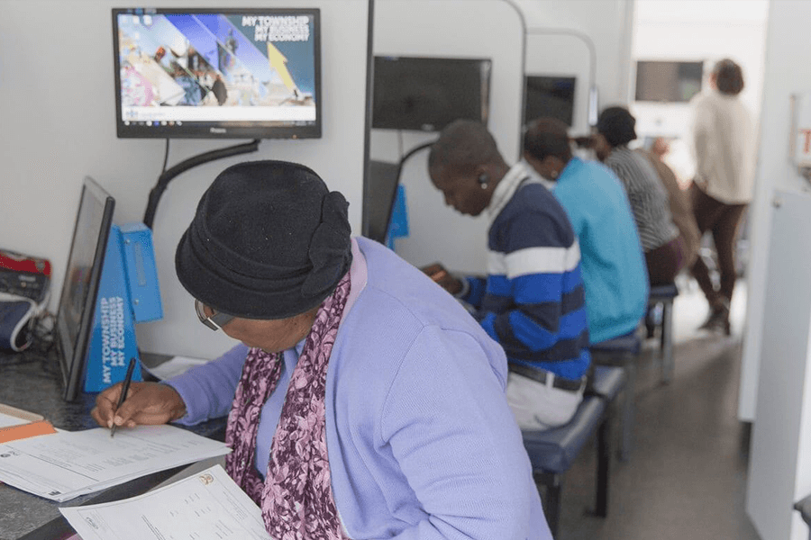 Inside one of the Gauteng Economic Development mobile offices