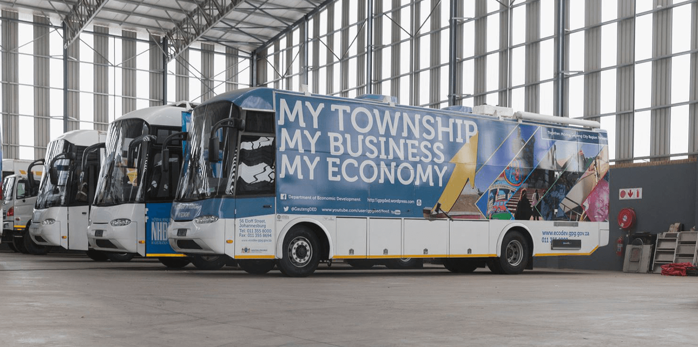 Mobile units parked in factory